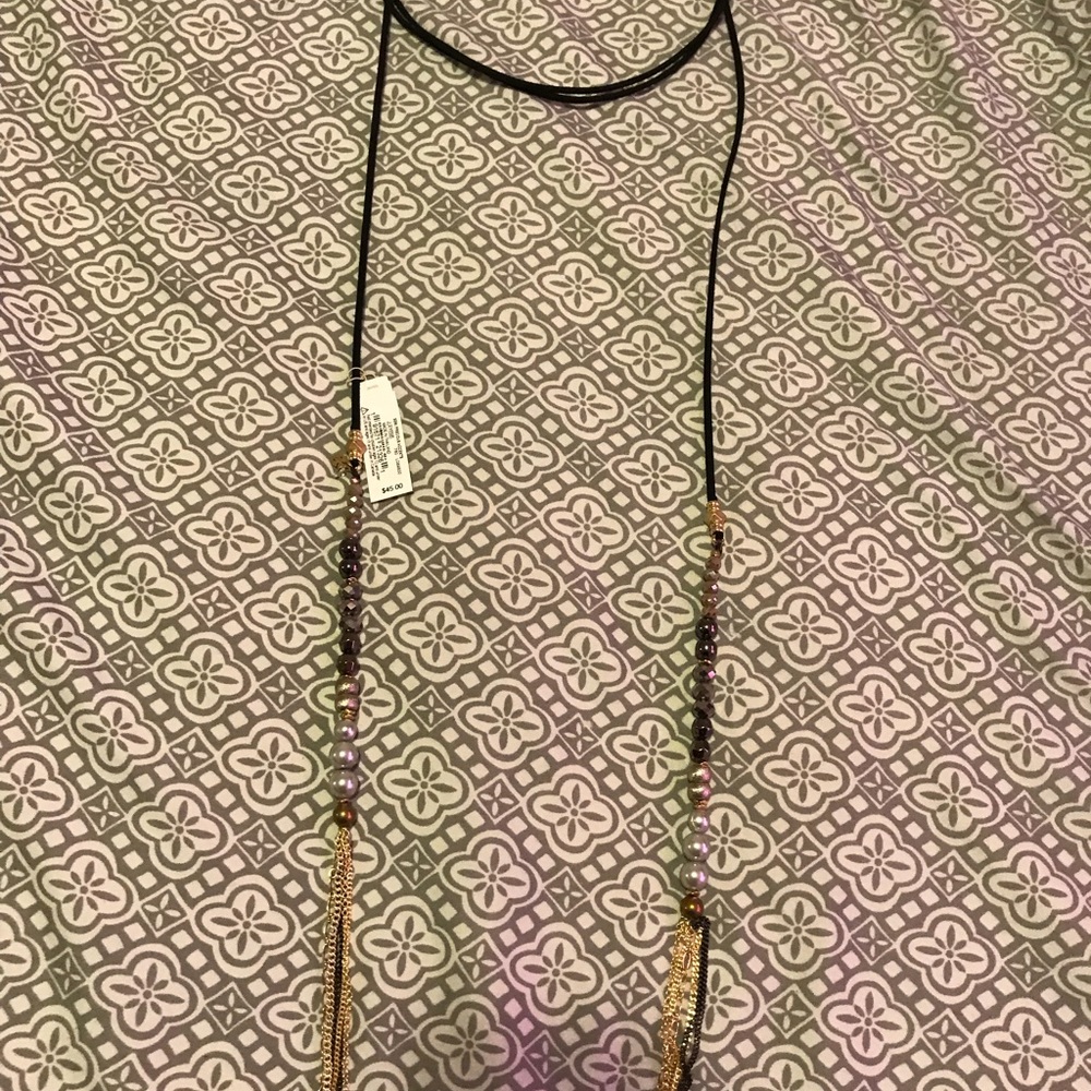 Lucky Brand Black Leather Wrap Necklace